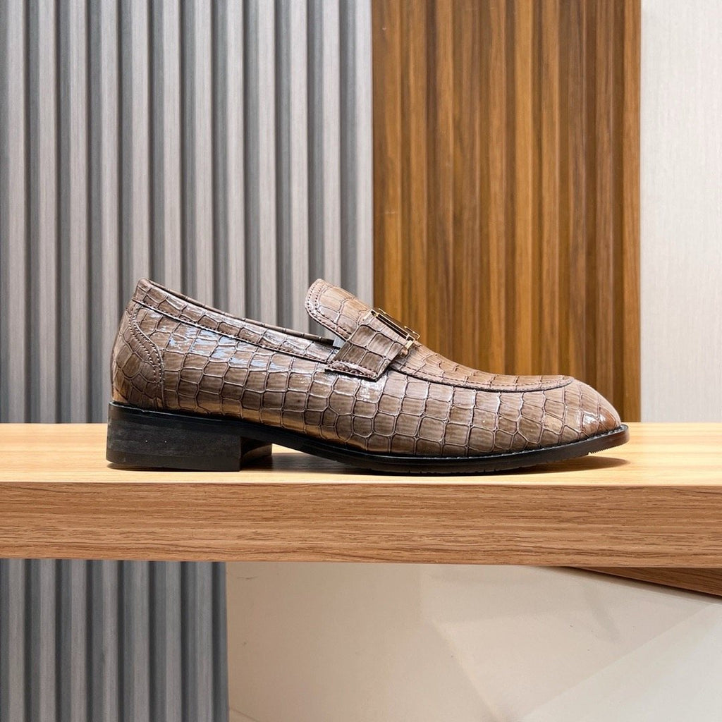 Hermès Brown Textured Loafers