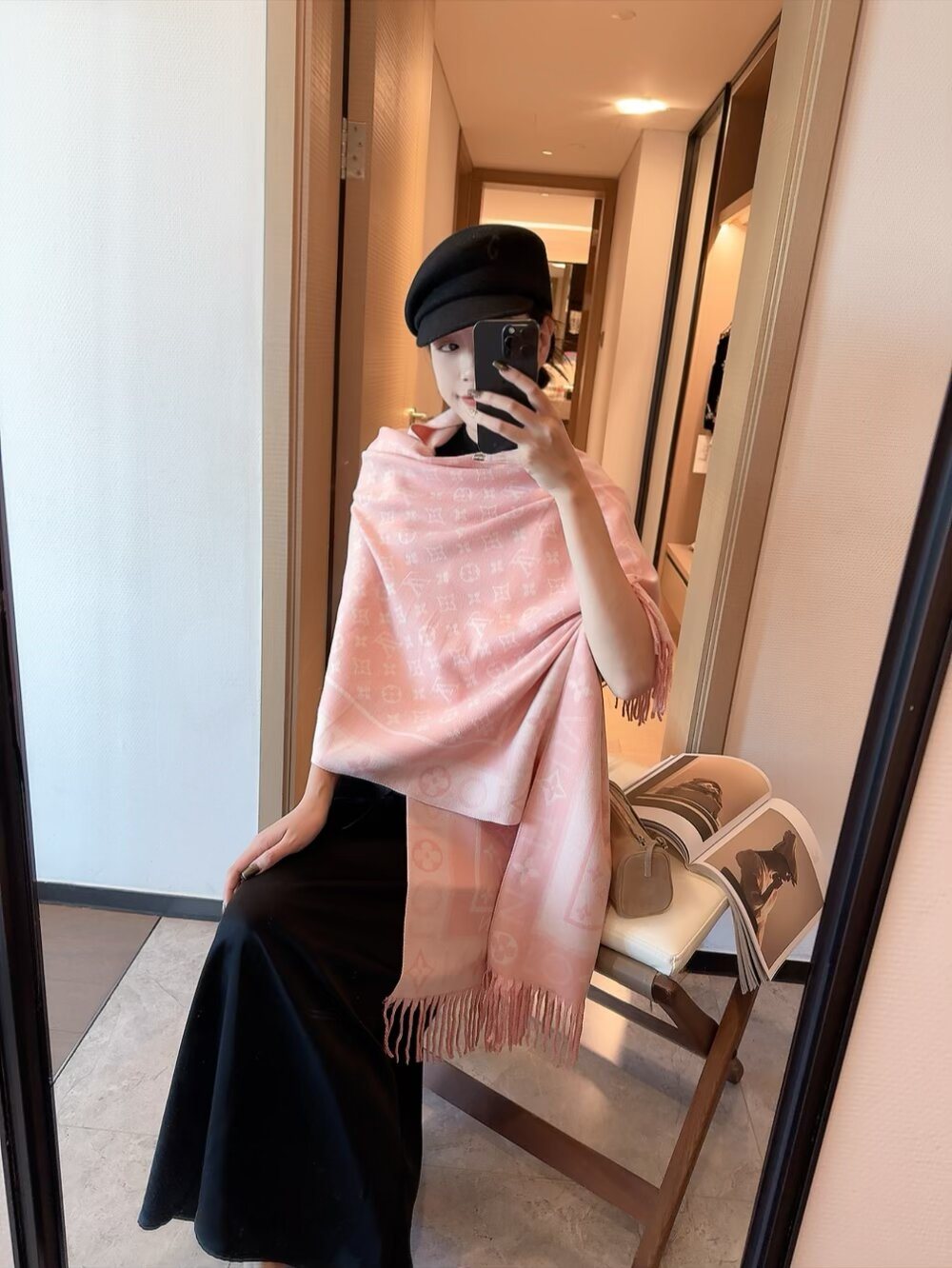 Louis Vuitton Monogram Fringe Scarf