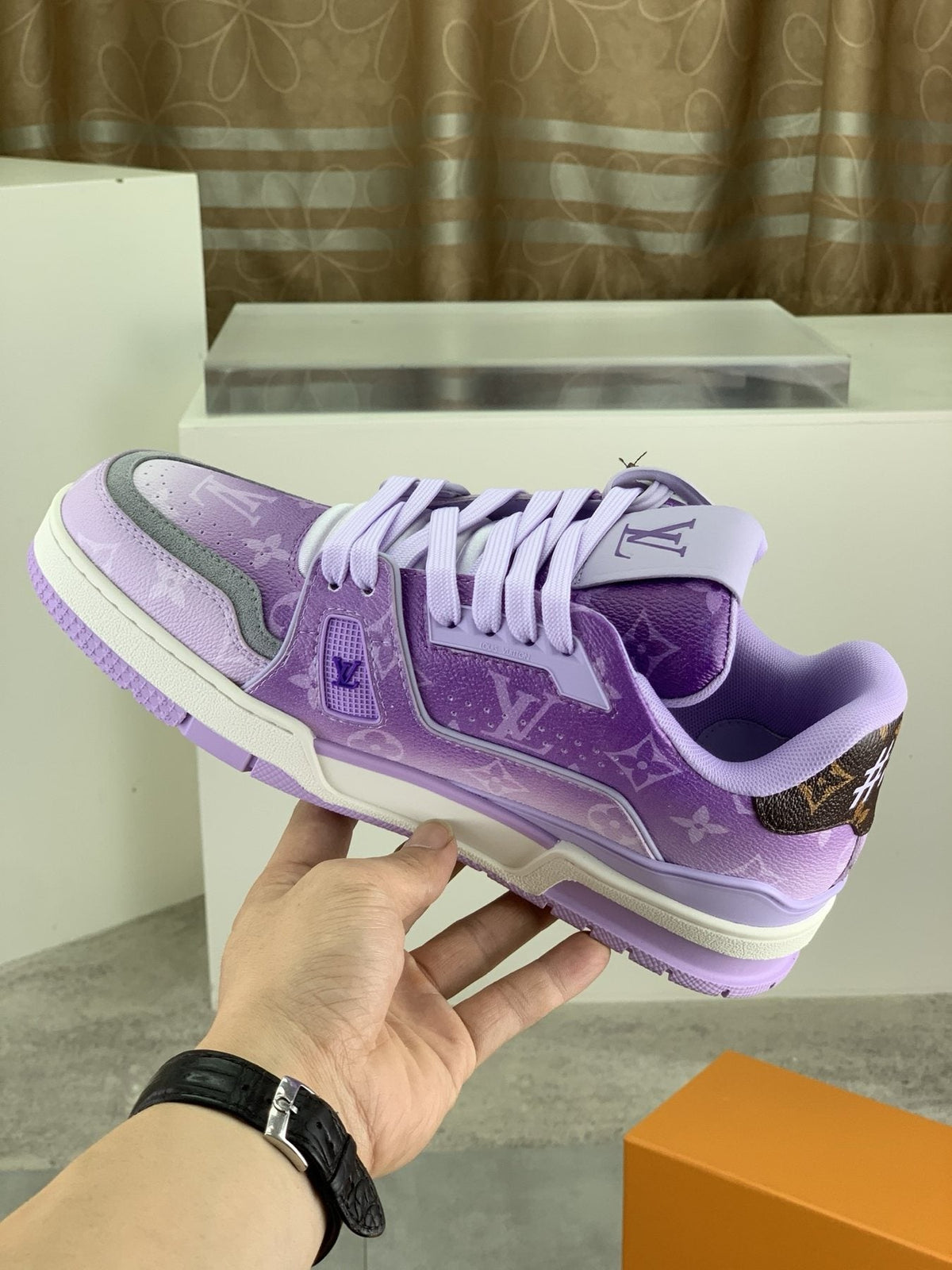 Louis Vuitton Lavender Purple Low-Top Sneakers - Lavender Purple and White
