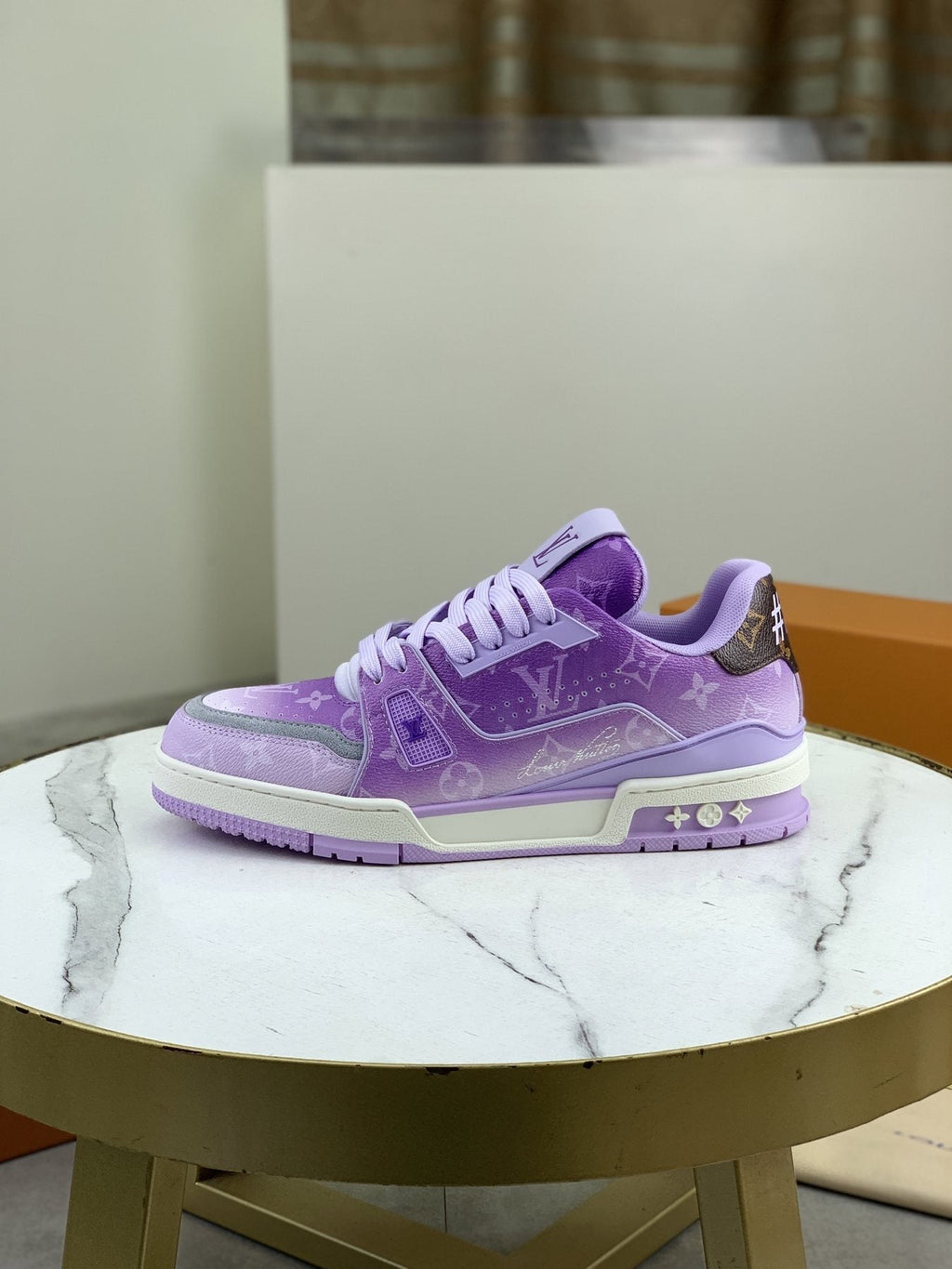 Louis Vuitton Lavender Purple Low-Top Sneakers - Lavender Purple and White