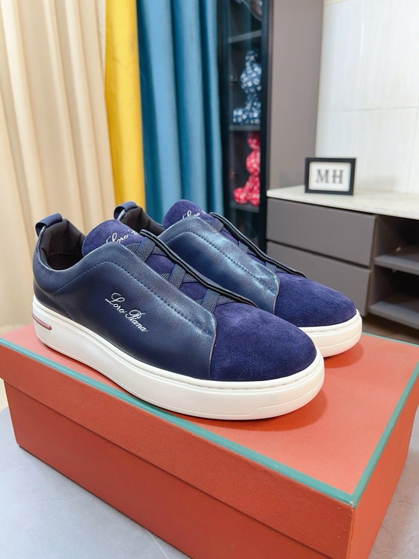 Loro Piana Contrast Stripe Low-Top Sneakers
