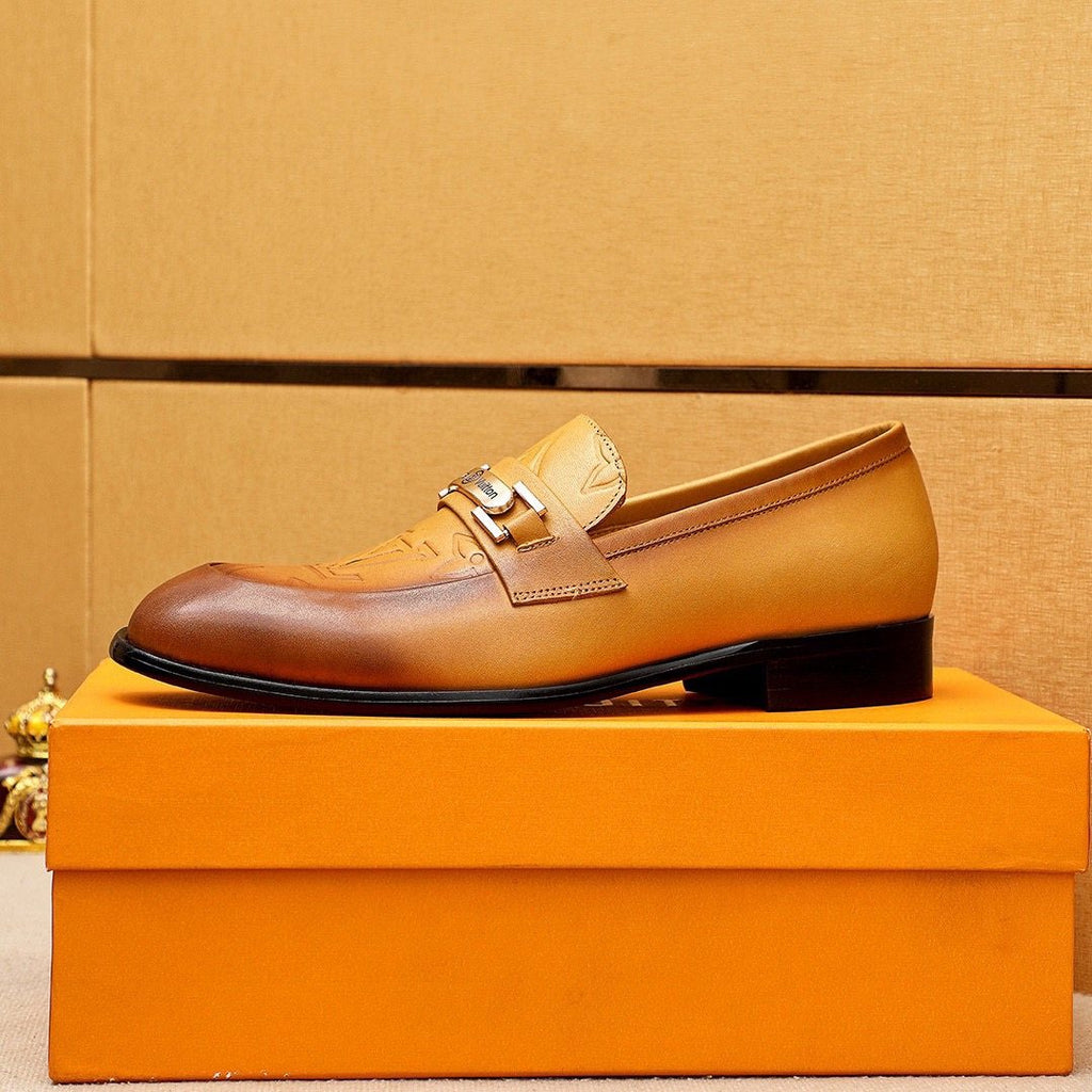 Louis Vuitton Embossed Metal-Bar Loafers