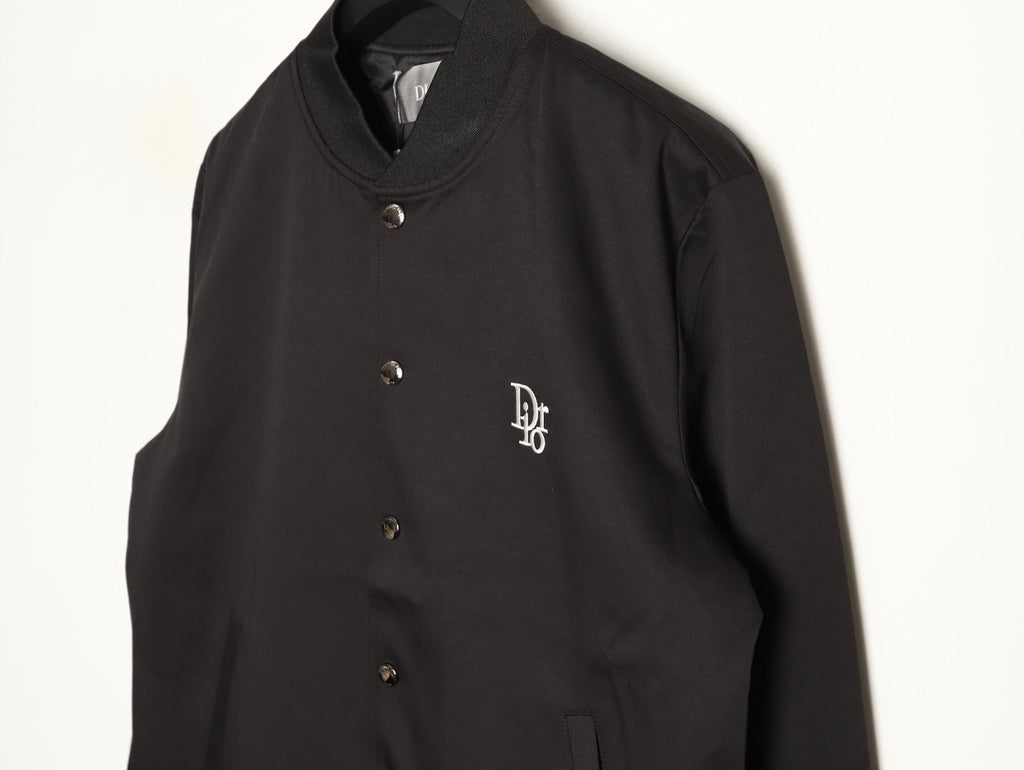 Dior Floral-Detail Back-Logo Varsity Jacket - Black