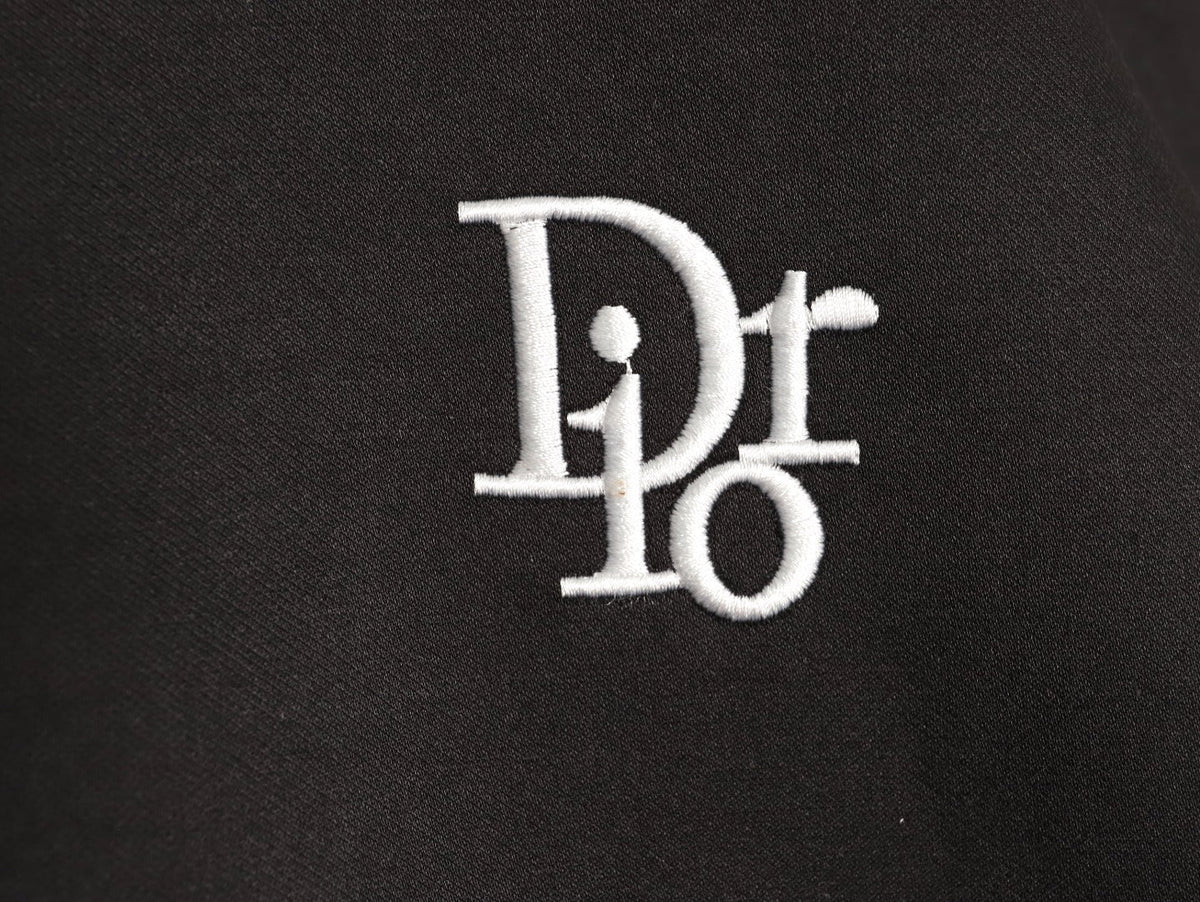 Dior Floral-Detail Back-Logo Varsity Jacket - Black