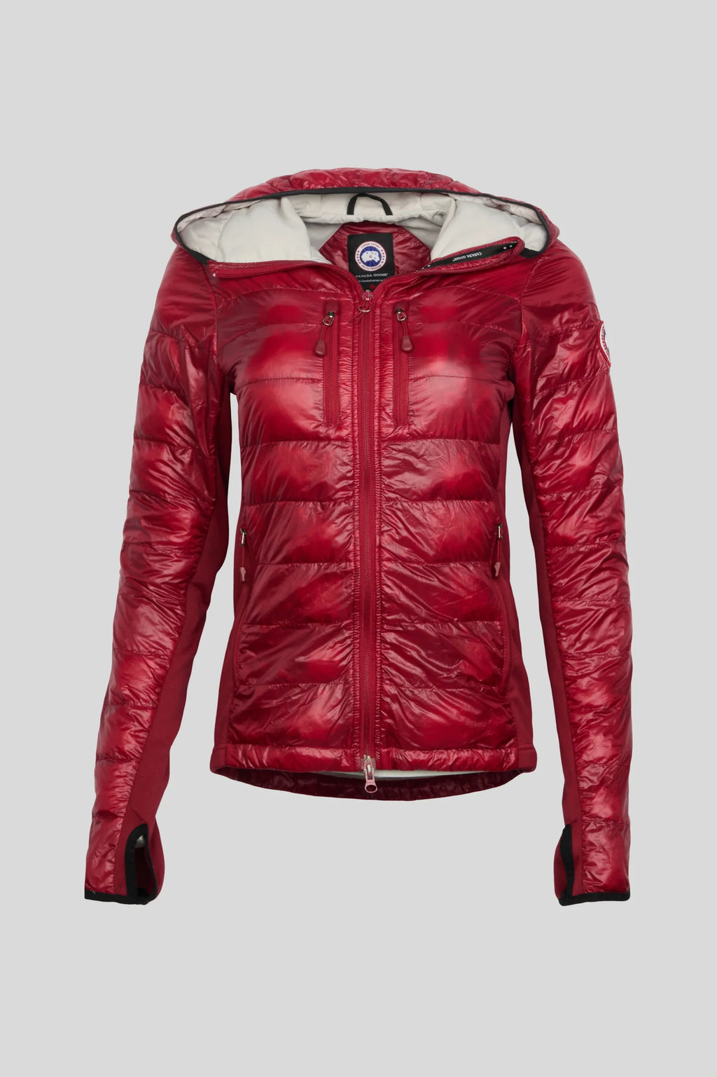 Canada Goose Women's Red Hooded Down Jacket – Hybridge Lite Slim-Fit Puffer