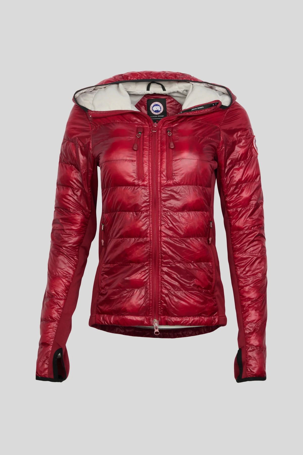 Canada Goose Women's Red Hooded Down Jacket – Hybridge Lite Slim-Fit Puffer